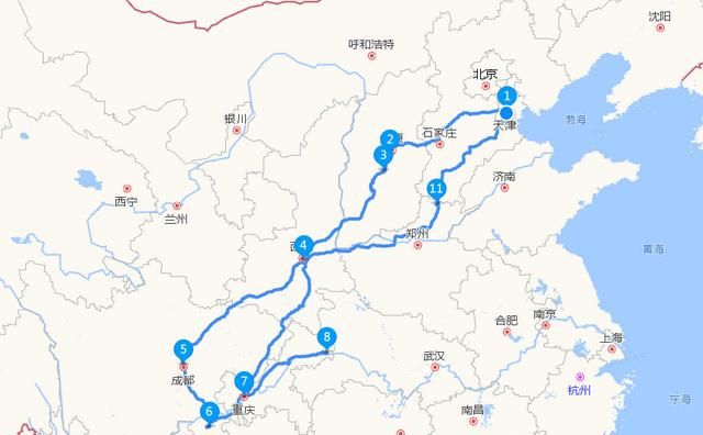 天津自驾去四川、重庆旅游，路线景点规划图1